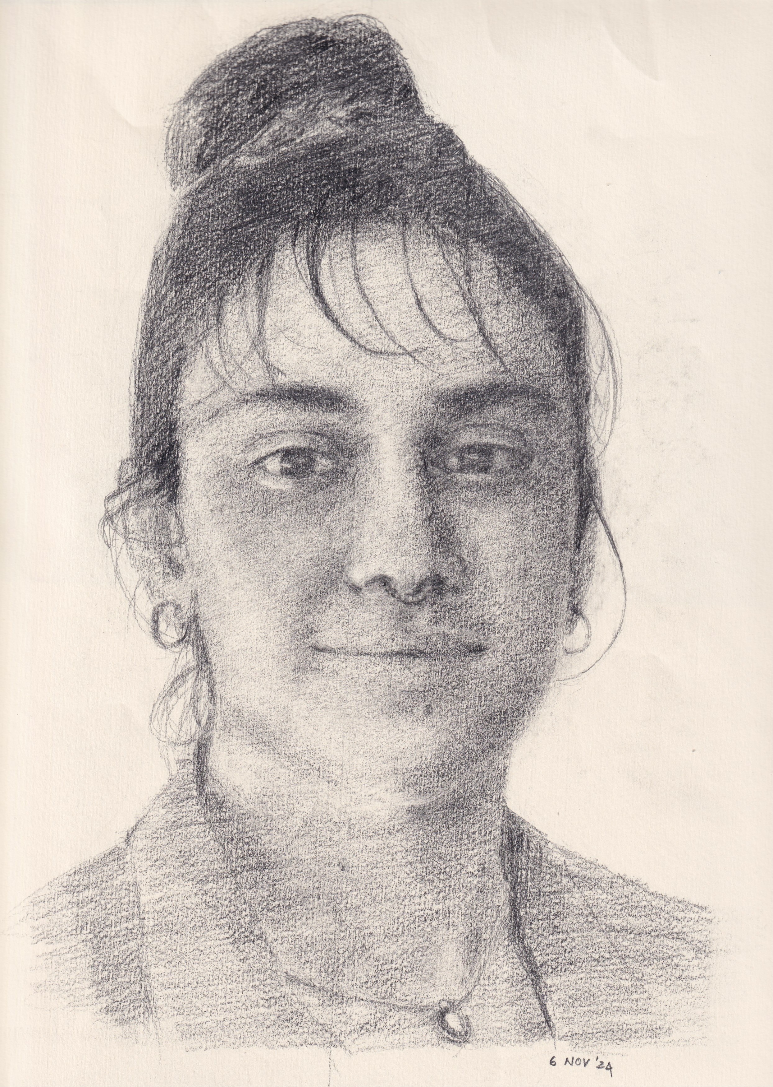 Portrait in pencil of woman’s face